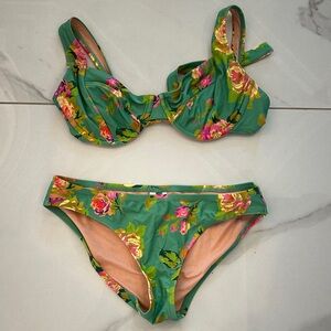 J. Crew Green Floral Bikini Bottom